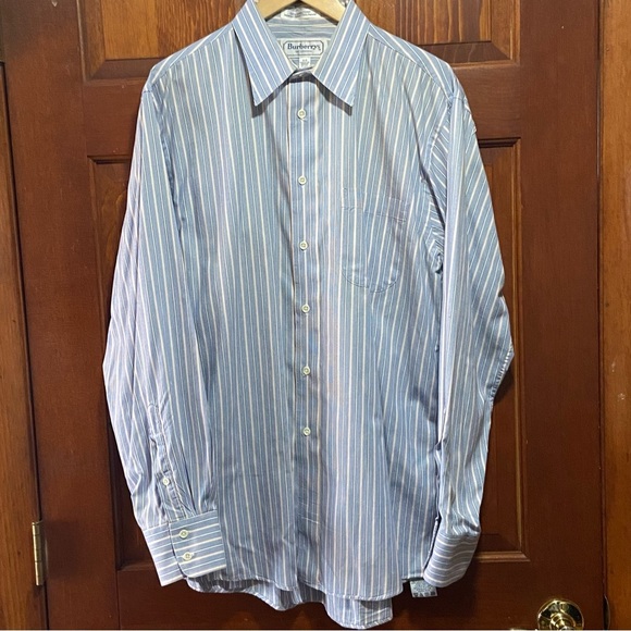 Burberry Blue Striped Button-Up Shirt 16 - 34 - Picture 1 of 16